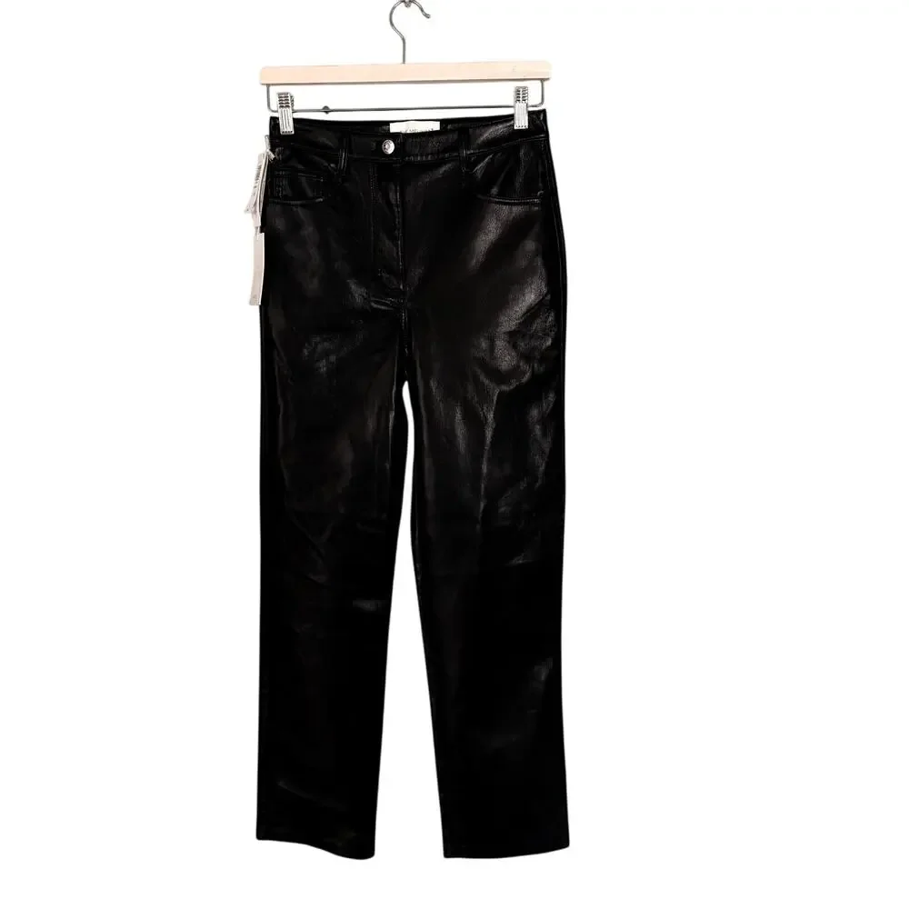NWT Aritzia Wilfred The Melina Faux Leather Pants Vegan Black Size 2 - Picture 3 of 8